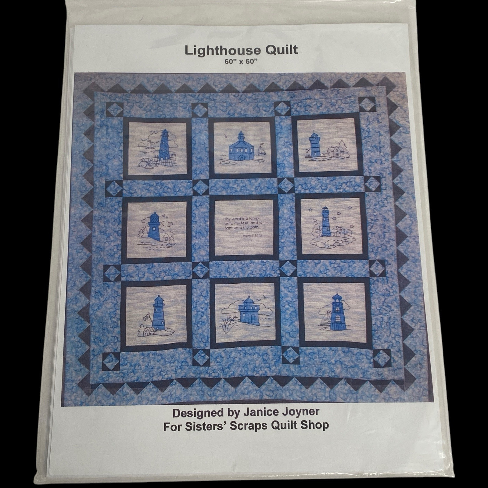 NEW Lighthouse Quilt Pattern 60"x60" Janice Joyner Sisters Scraps Quilt Shop