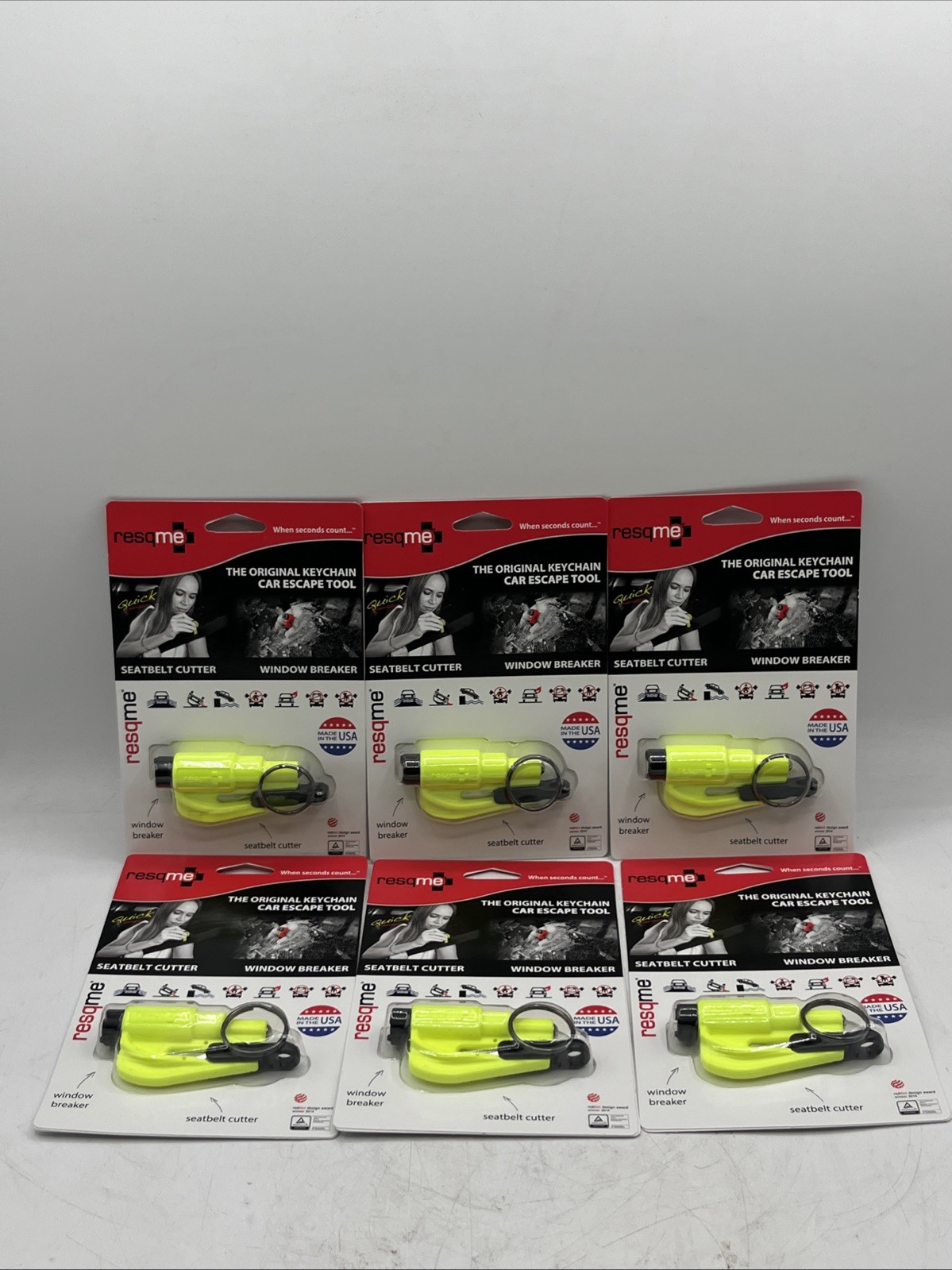 Lot Of (6)Resqme The Original Car Escape Tool, Neon