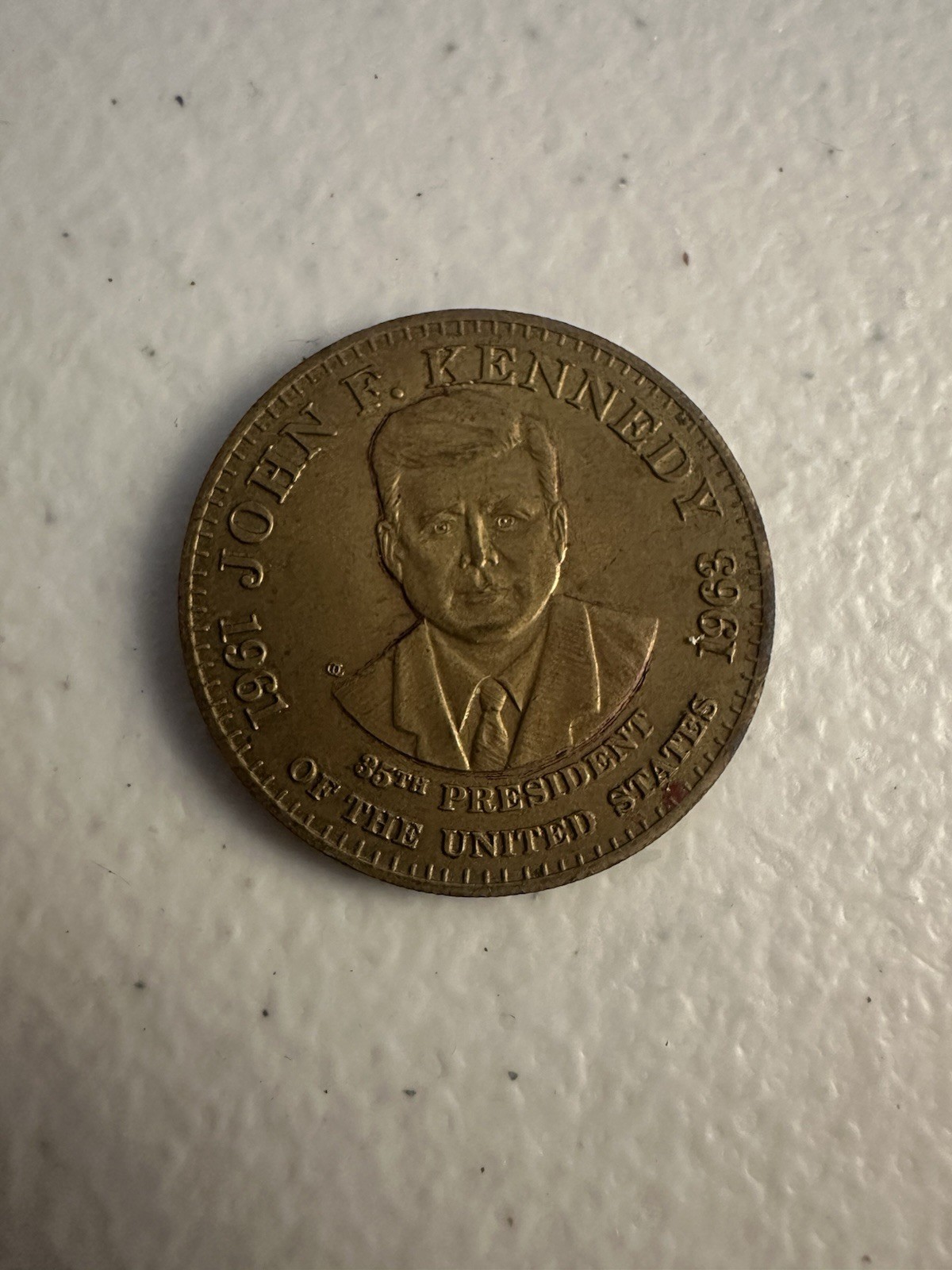 John F. Kennedy Commemorative Gold Tone Coin 1961-1963 Diameter 1.25 Inches