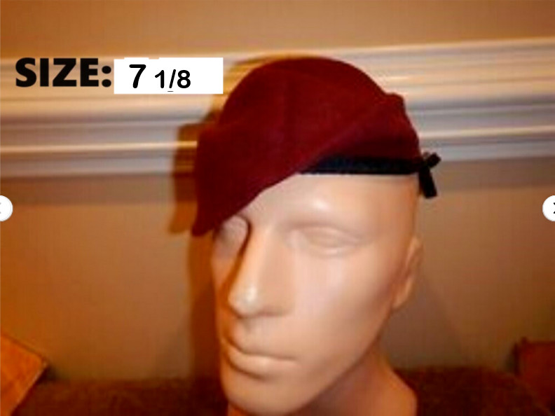 US MILITARY Style Maroon Beret Cap Hat Sz: 7 1/8 * AIRBORNE 82nd Airborne * NEW