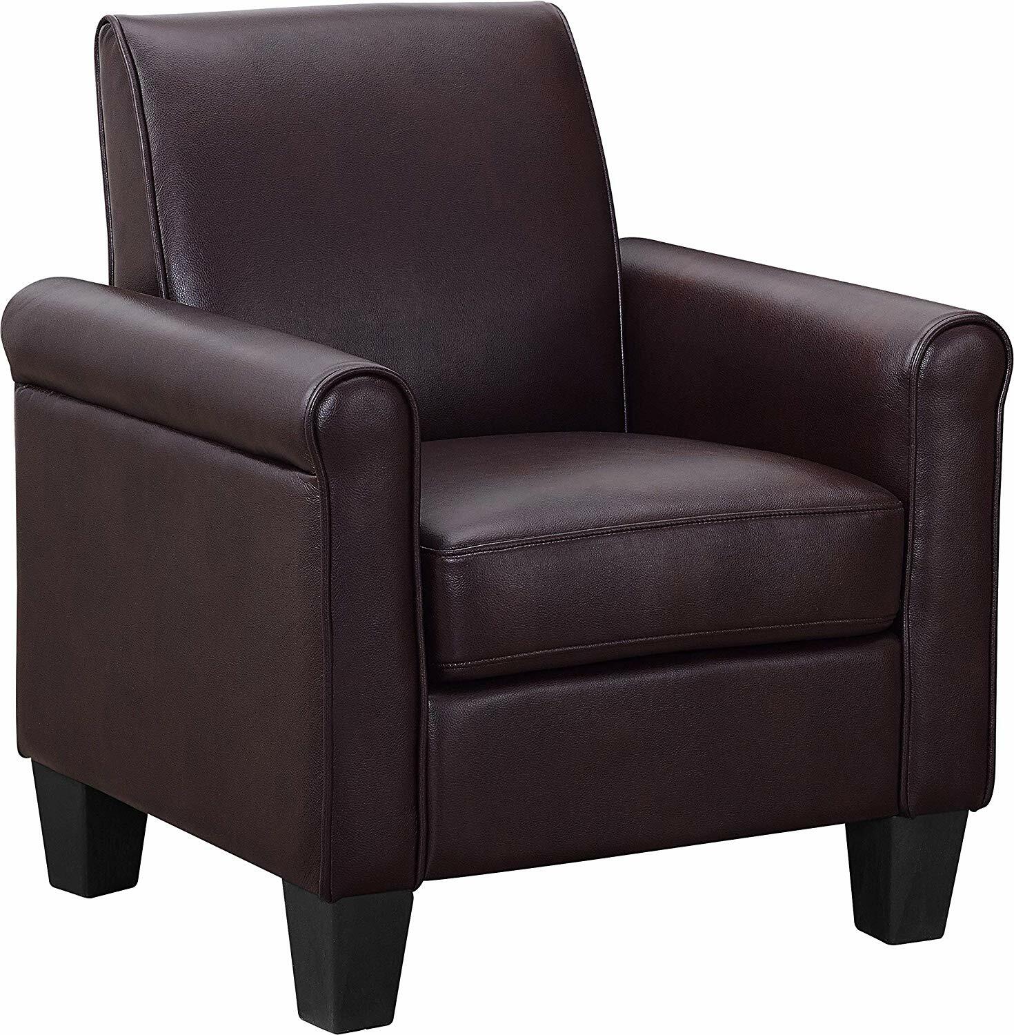 Upholstered Accent Arm Chair Faux Leather Single Sofa for Living Room