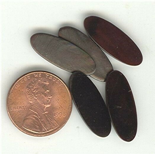 100pcs GENUINE BLACK SHELL 21X8mm OVAL PLAQUES Z367