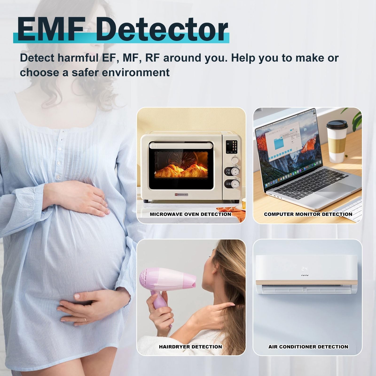 Xin Tester EMF Detector Meter 3-in-1 Digital Electromagnetic Radiation Magnet...