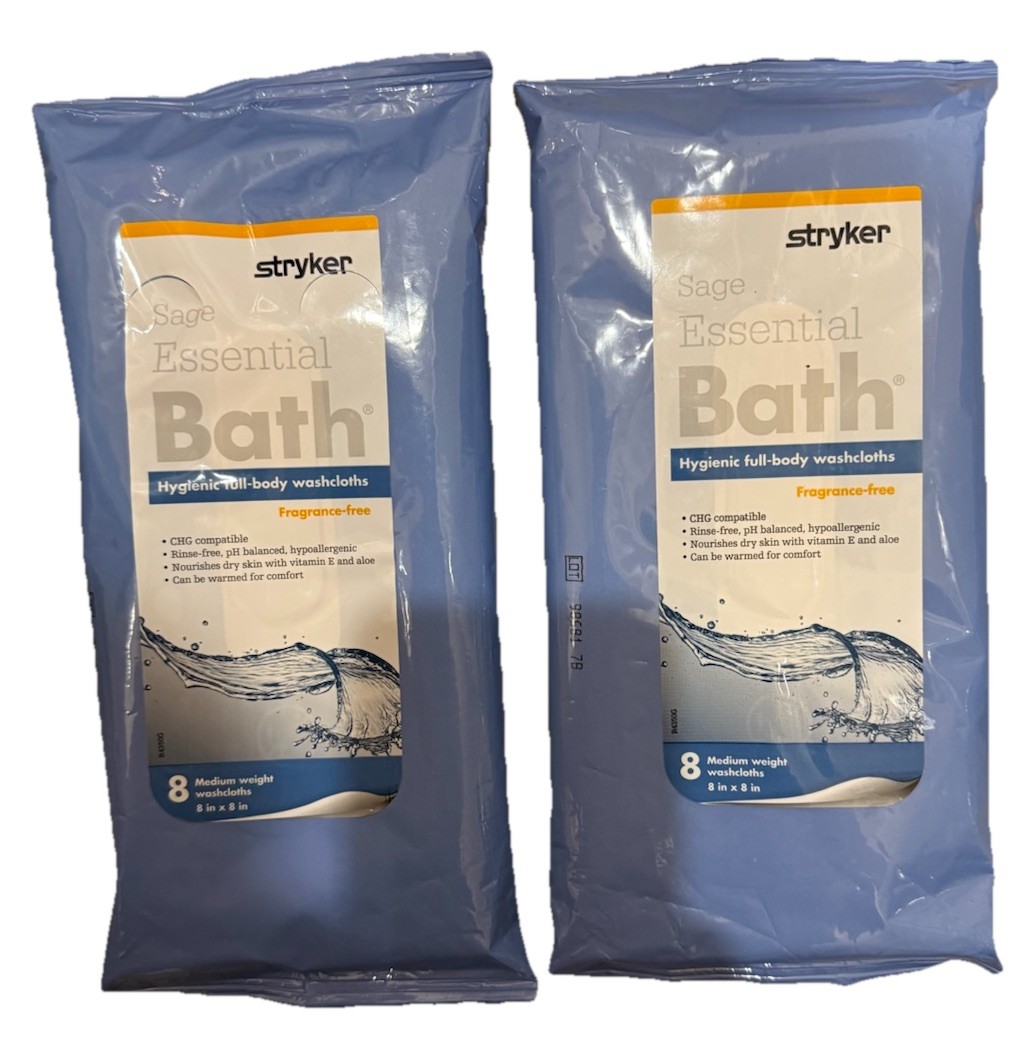 2 PACKS Stryker Sage Essential Bath Full-body Washcloth - Fragrance Free #7803