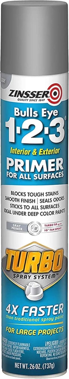Fast-Drying 26 oz Gray Primer Spray - Versatile Oil-Based Interior/Exterior Use