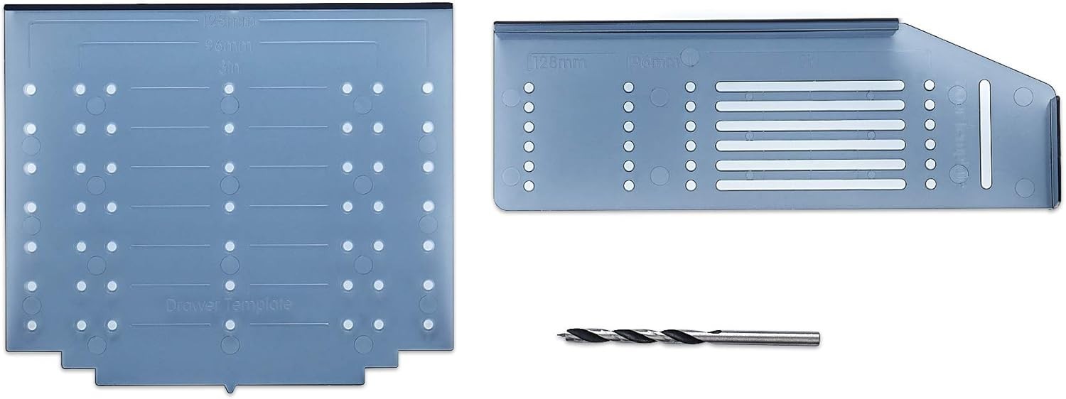Cabinet Door & Drawer Hardware Installation Template with Drill Bit – 3-5" Specs