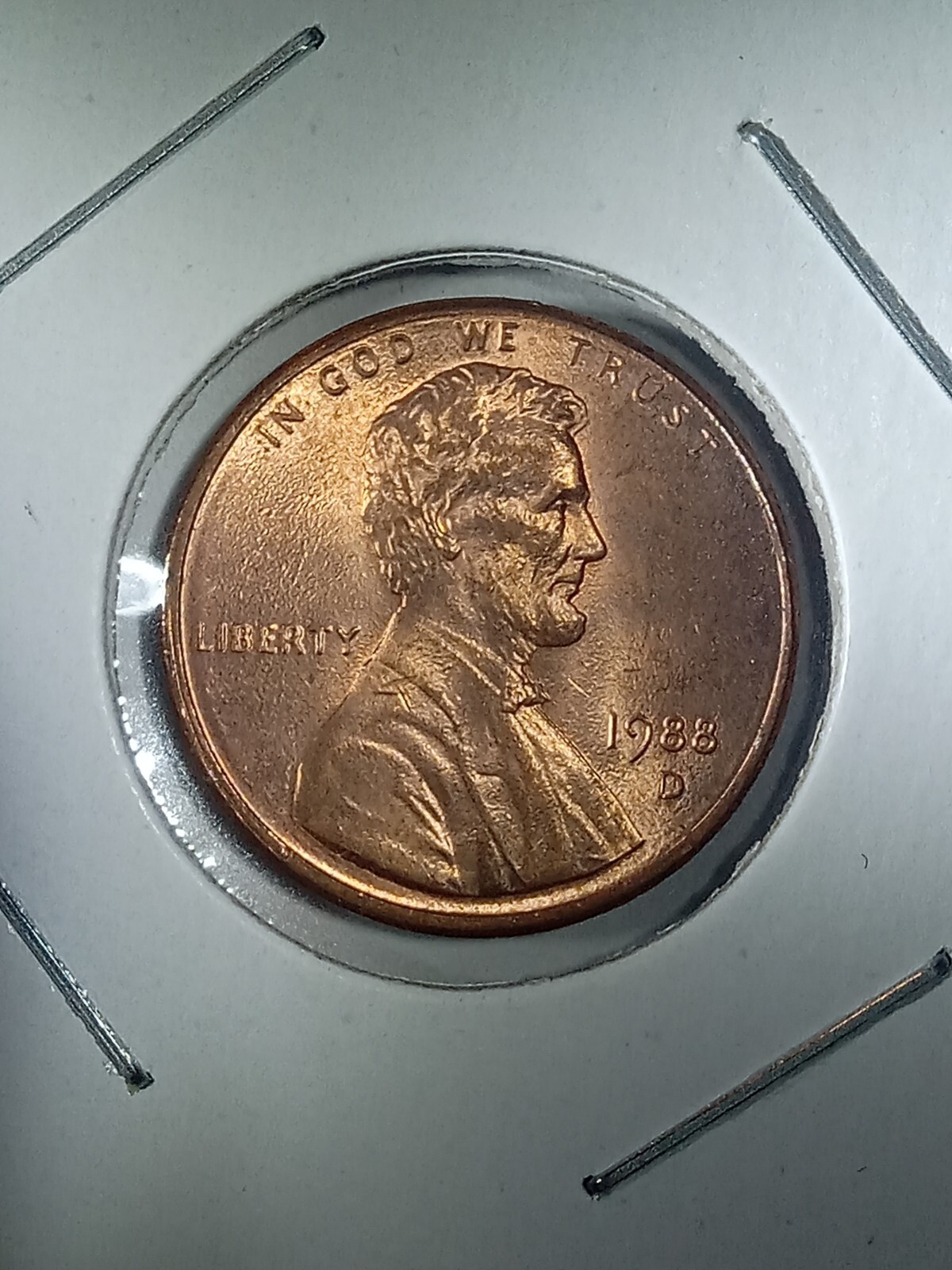 1988 Denver Lincoln Cent With Doubled Ear!!  Amazing Luster!!