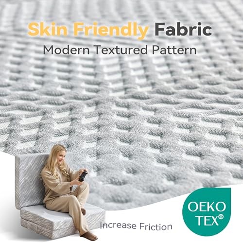 Memory Foam Folding Mattress 4 Inch Twin Size with Protable Storage Bag, Tw"