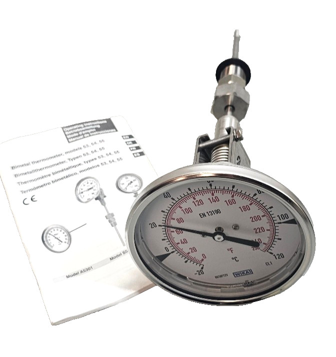 Wika S5412/4 Analog Temperature Gauge 8970P7ZV CL1 EN 13190 -20-120*C 0-250*F