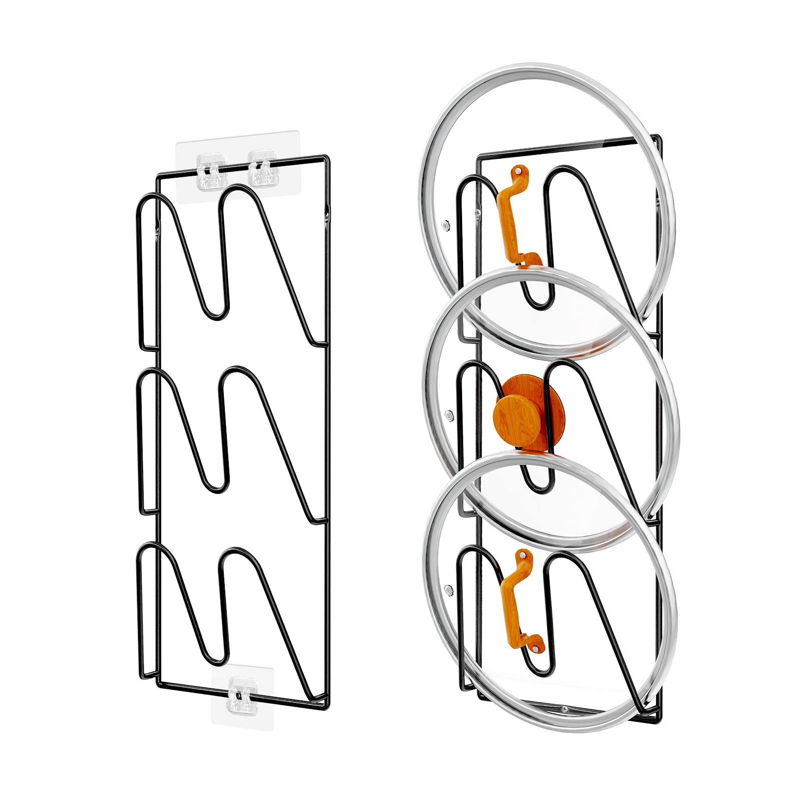 Durmmur 2 Pack Pot Lid Organizer Rack, 6-Tier 6.3 x 2.4 x 13.6 inches, Black