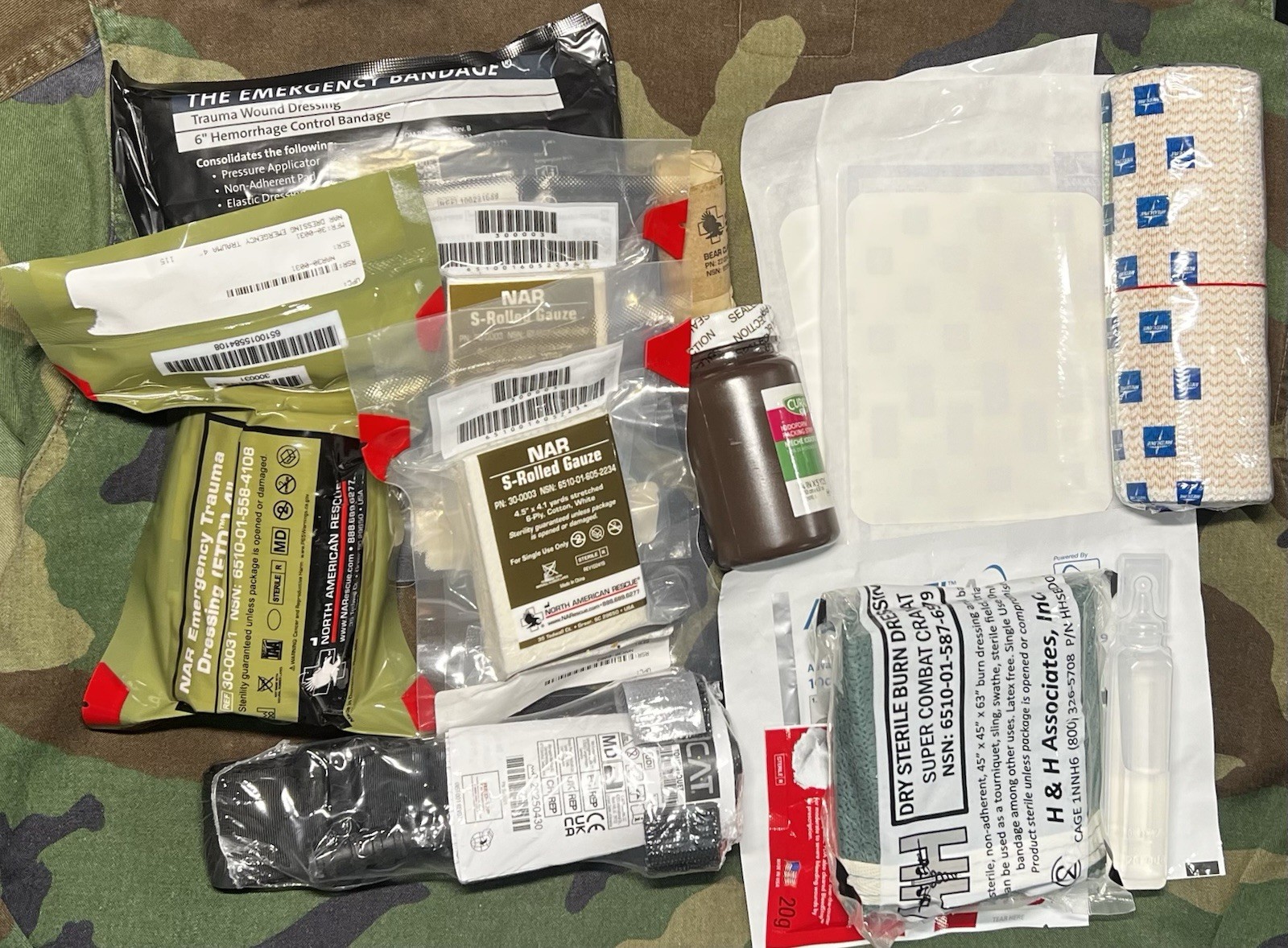 U.S. MILITARY ISSUED IFAK TCCC CONTENTS REFILL NORTH AMERICAN RESCUE CAT H&H (F)