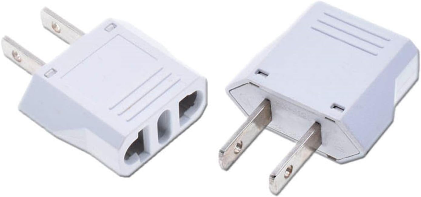 2 Pack of ALINNA US Plug Adapter, EU AU CN to America Travel White