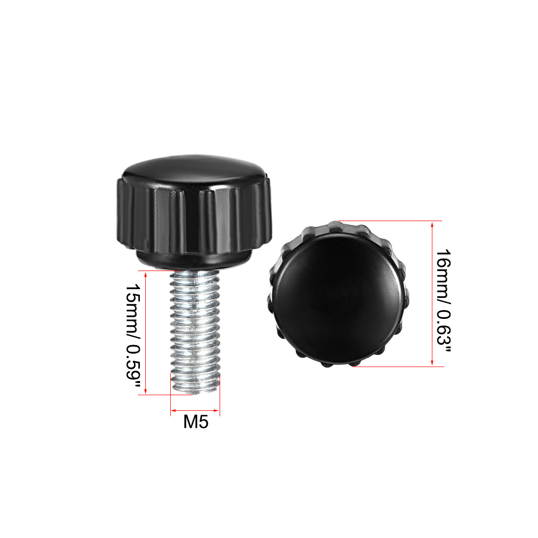 M5 x 15mm male thread knurled locking knobs 4 pcs