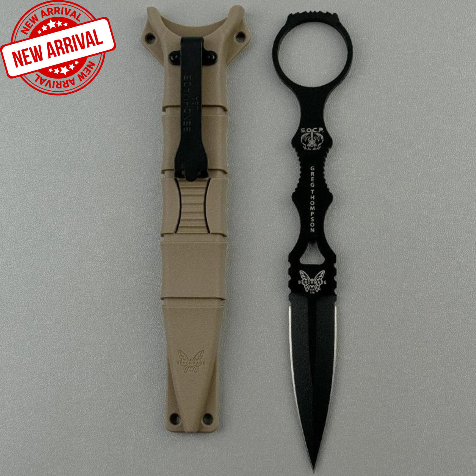 SOCP Dagger 176BKSN Sand Sheath Steel Fixed Blade Knife