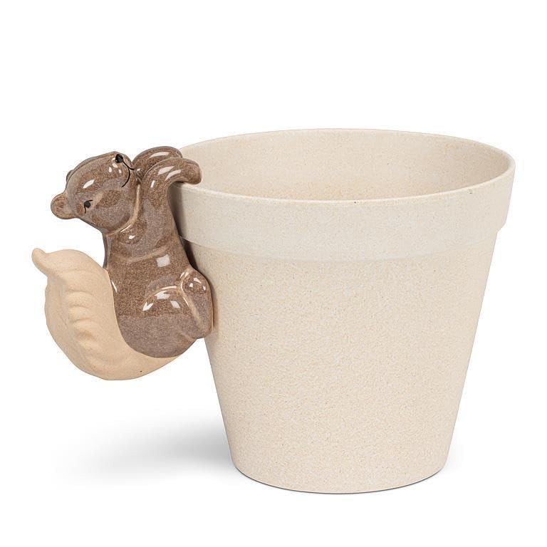 Abbott Collection Climbing Squirrel Pot Hanger 3 5 Inch Tan Stoneware Abbott
