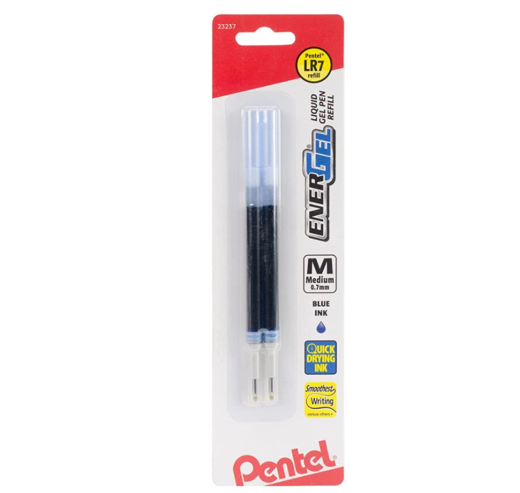 Pentel Refill Ink for EnerGel and Lancelot Gel Pen, 0.7mm Metal Tip, Blue Ink,