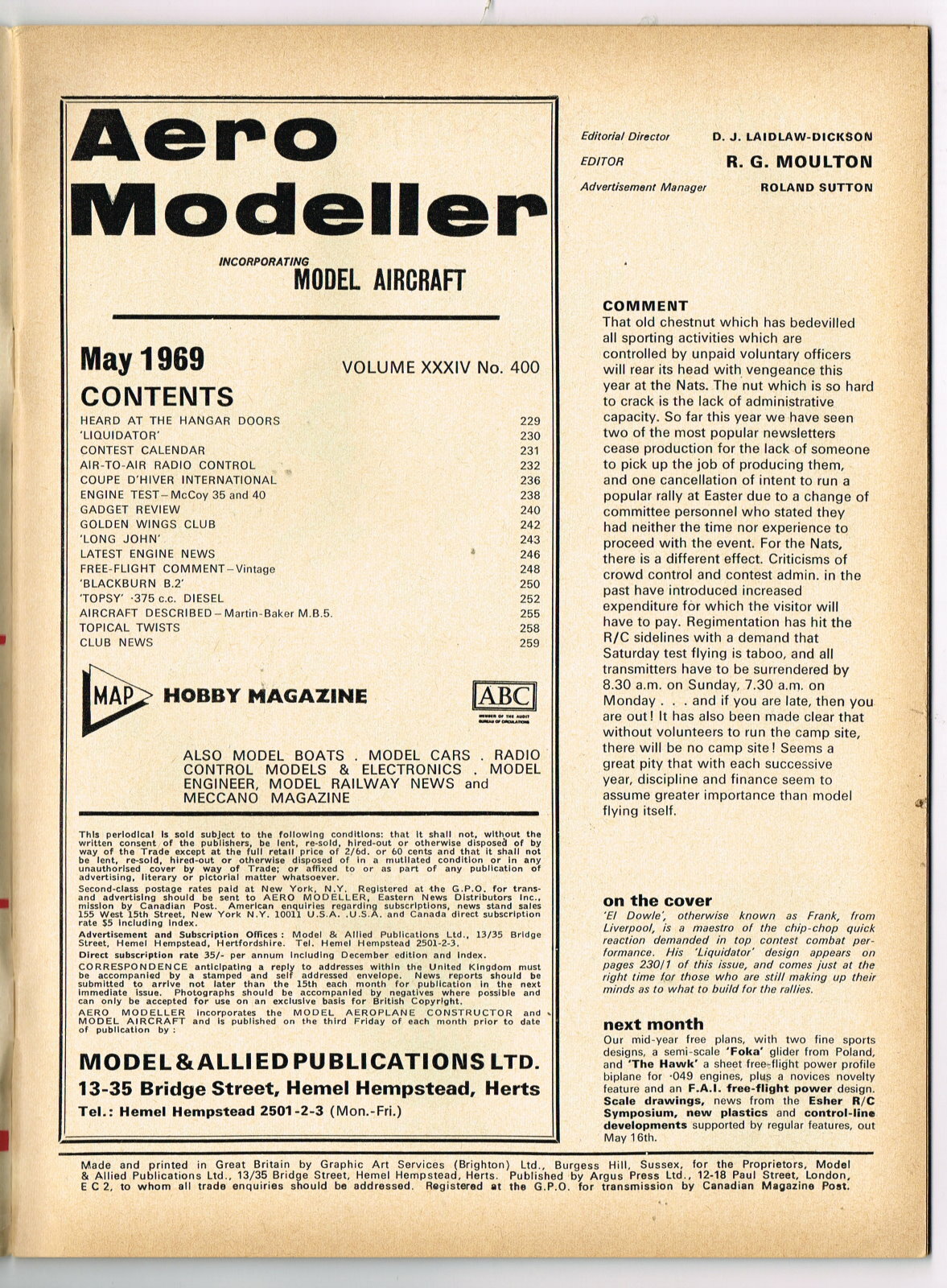 AEROMODELLER Magazine May 1969 TOPSY .375 c.c. DIESEL build your own pt4