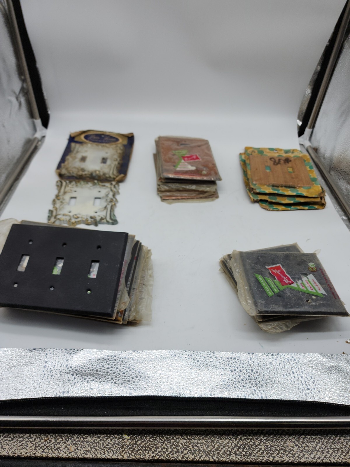 LOT OF 31 VINTAGE  STEEL METAL  WALL SWITCH PLATES (NOS) NEW READ DESCRIP FOR #.
