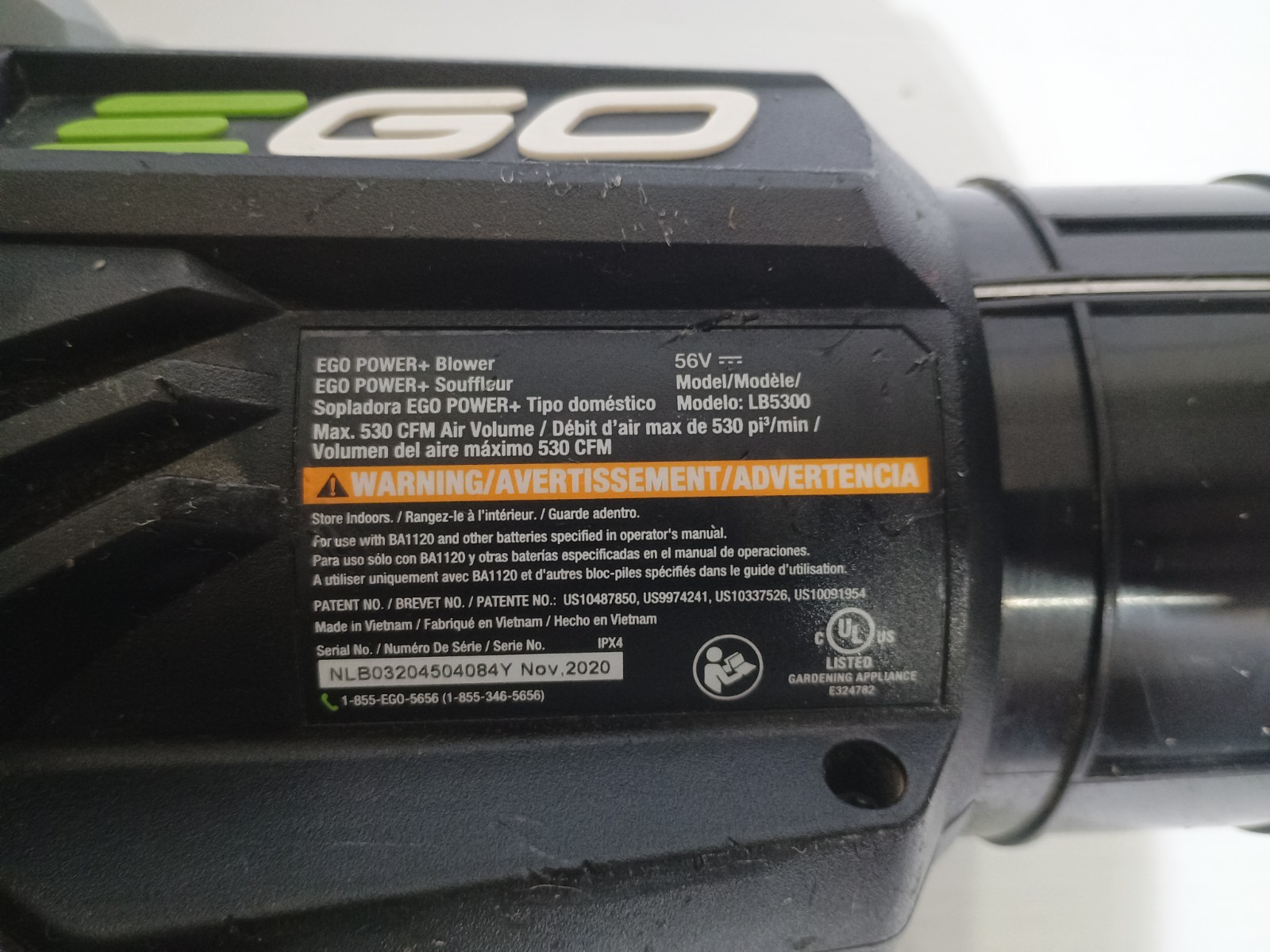 EGO Power+ LB5300 56V 530 CFM Cordless Leaf Blower -
