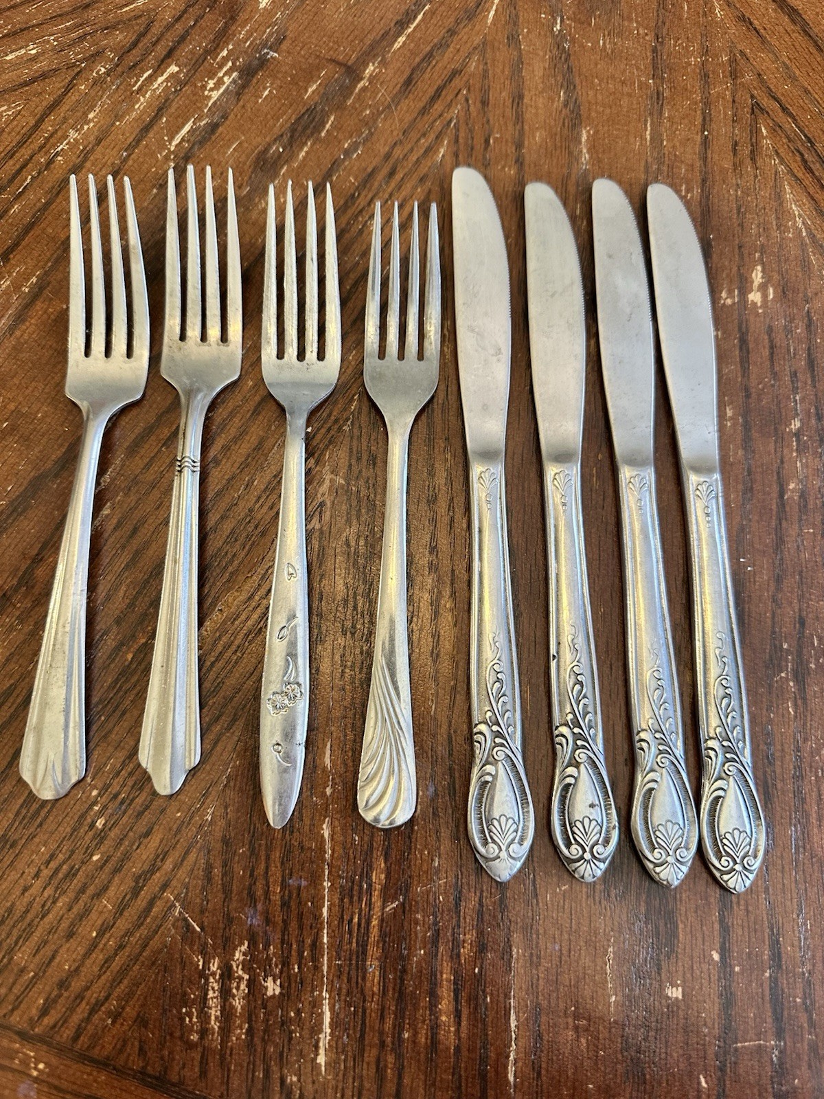 Red Crown, Oneida, Rogers Silver Stainless Flatware Set Fork Knife Spoon