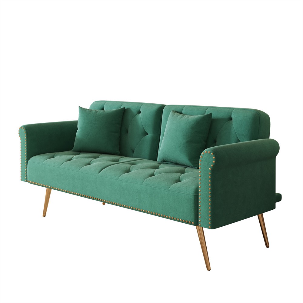 Convertible Sleeper Sofa Bed Velvet Loveseat 2 Seater Sofa Couch Folding Sofa GR