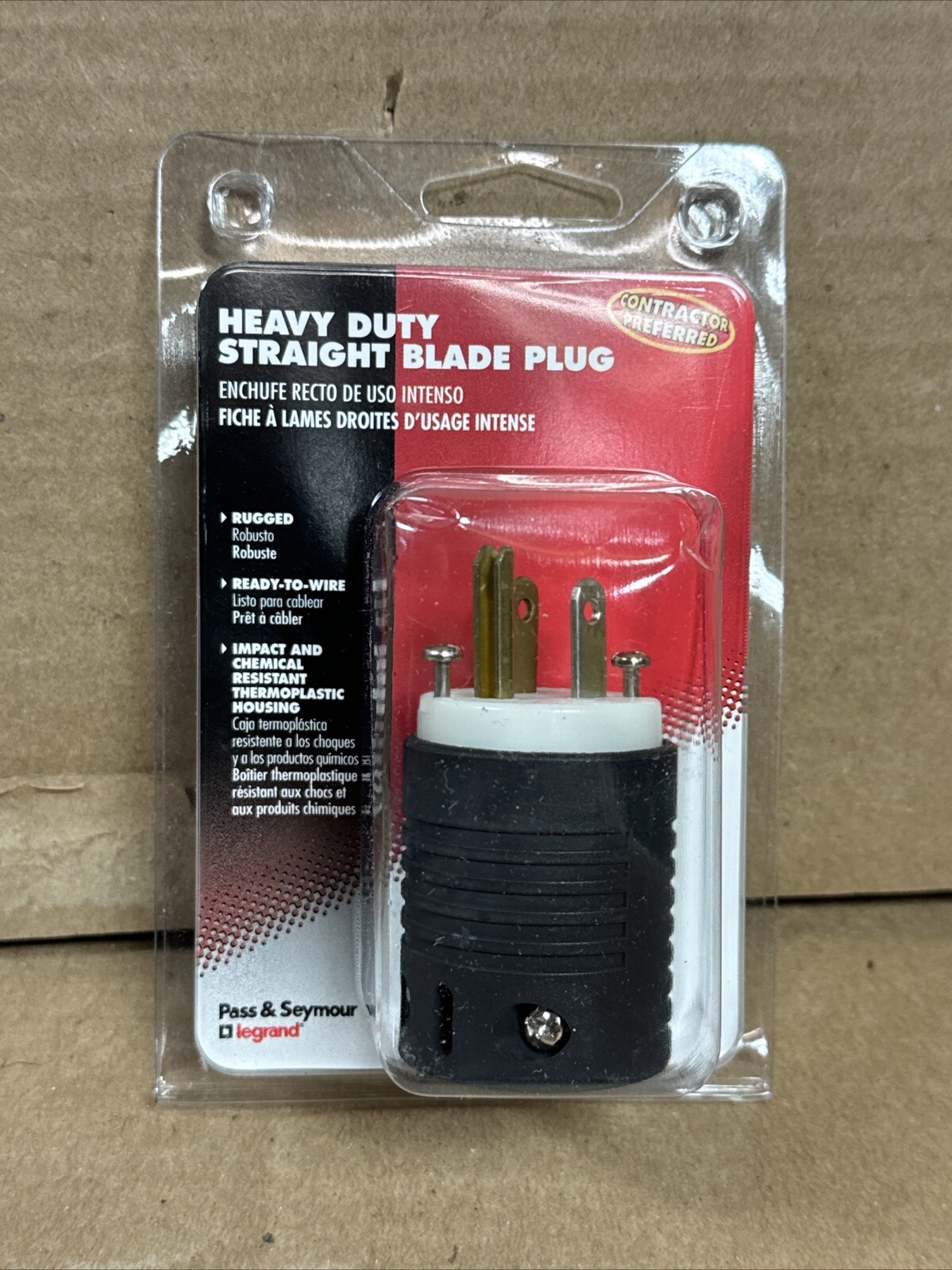 NEW Pass & Seymour 5266-XCCV Heavy Duty Straight Blade Plug 15A 3-Wire 2 Pole