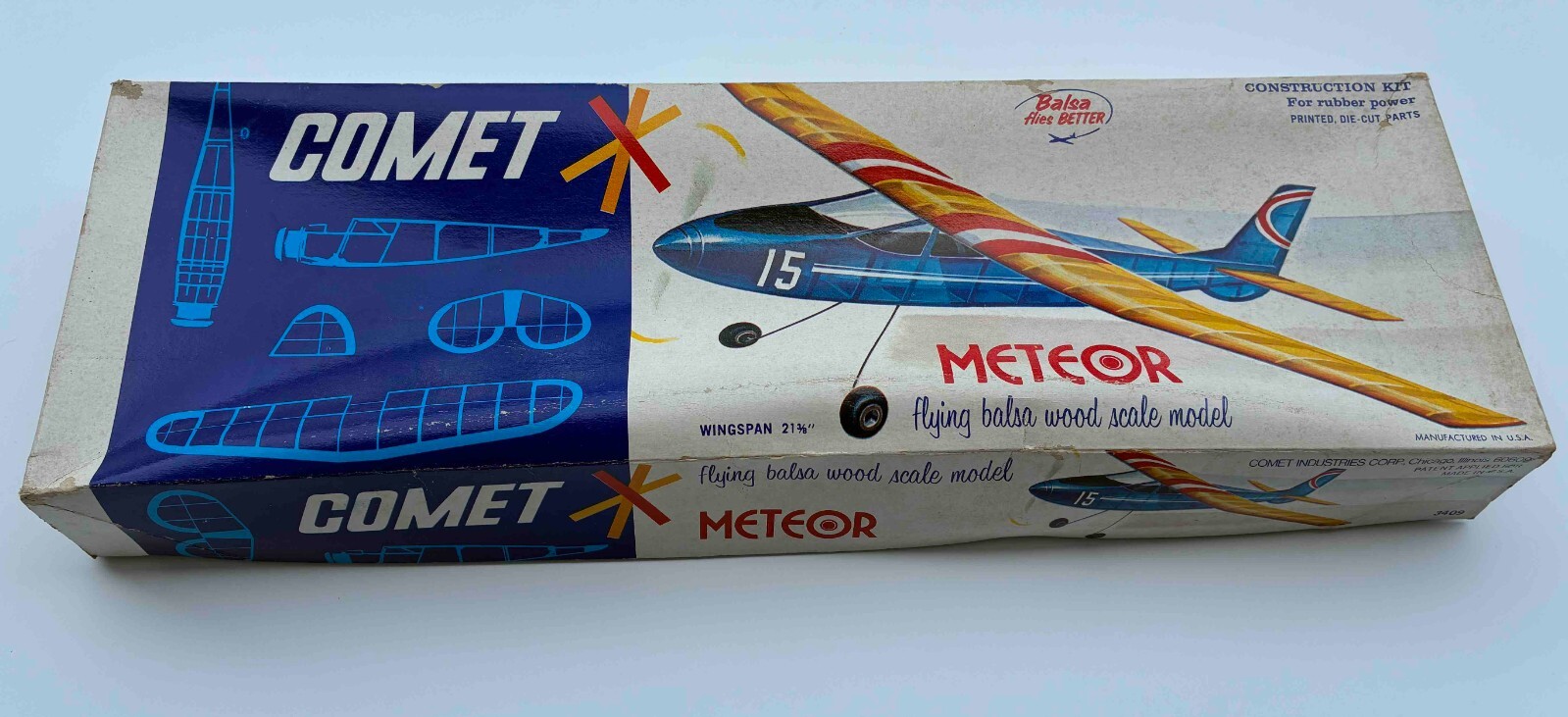 NEW - Comet Meteor 21" Wingspan Free Flight Model Airplane Kit