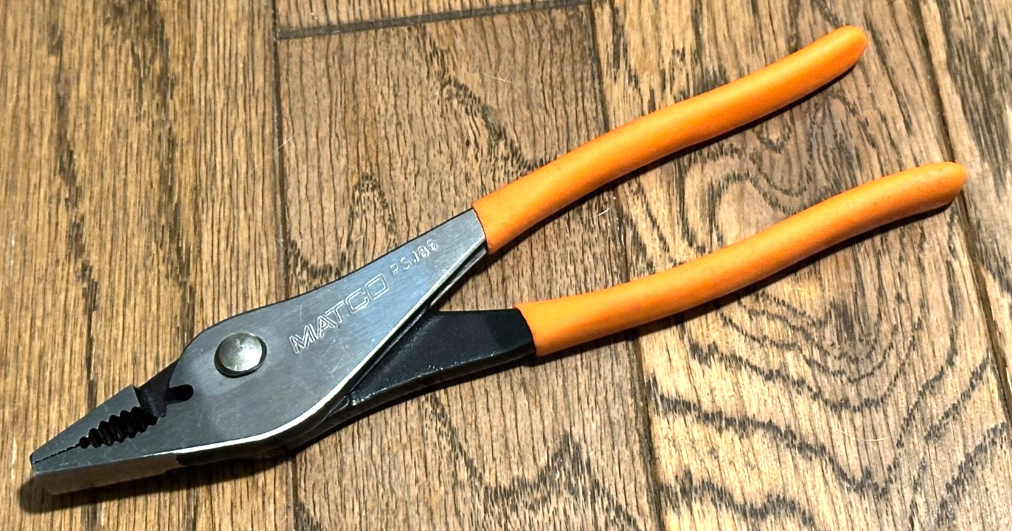 MATCO Tools Slip Joint Duck Angle Wire Cutter Needle Nose Pliers Orange 8" Long