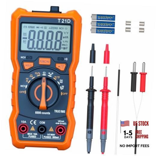 Auto-Ranging Digital Multimeter, TRMS 6000 Counts AC DC up to 600V/10A