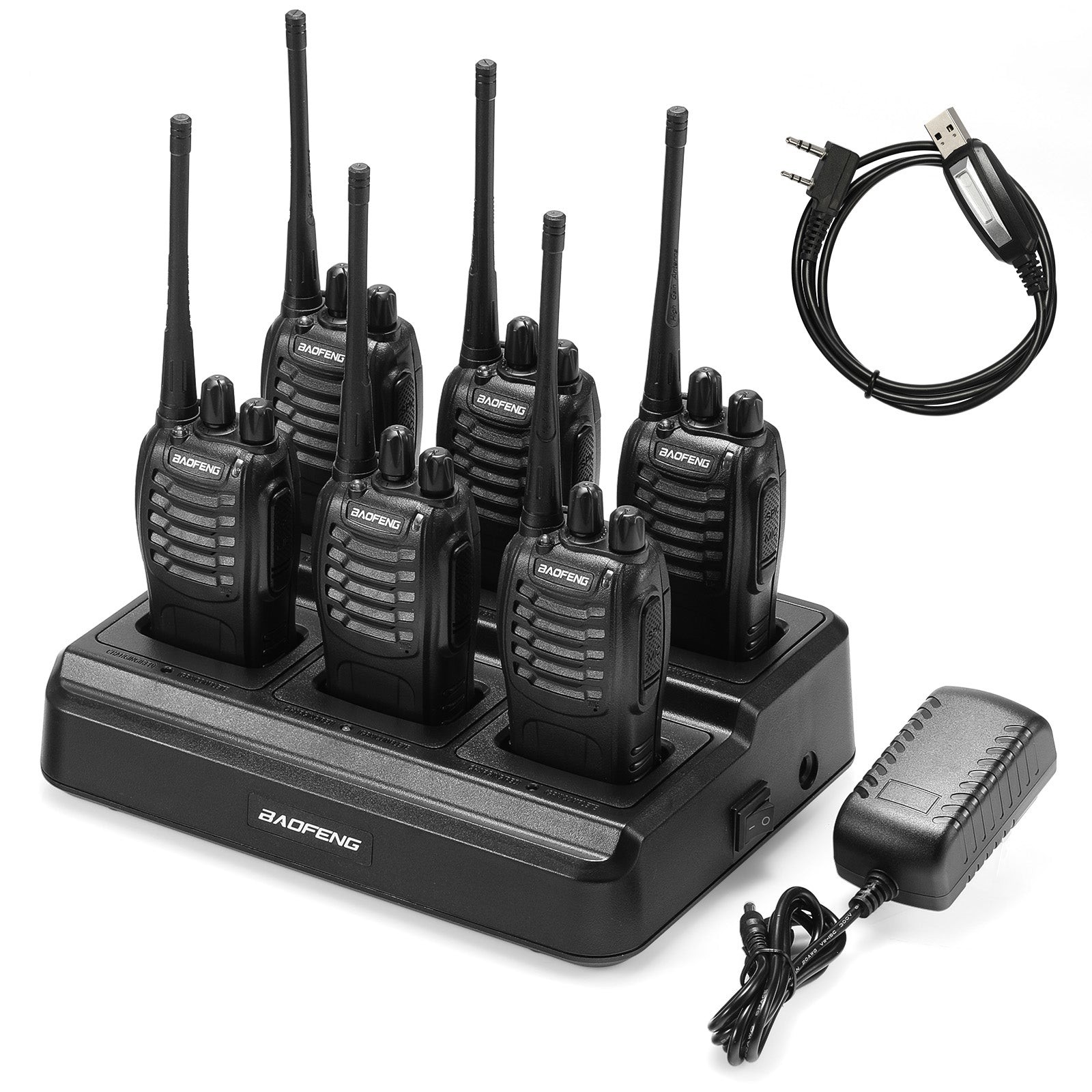 Baofeng BF-888S (6-Pack): UHF 5W Radios, 16CH, Bulk Charger & Flashlight Include