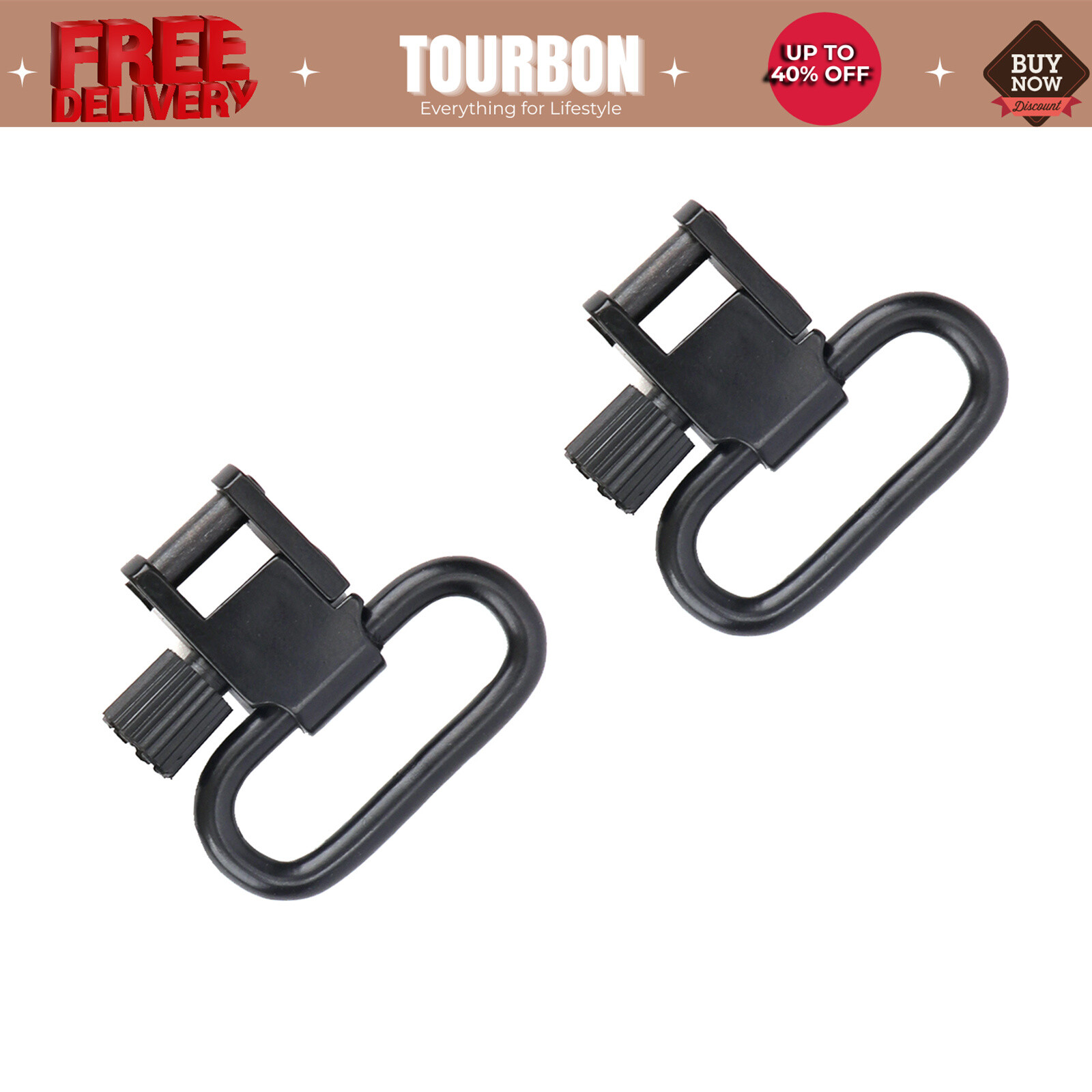 Tourbon 2 Pcs 1" Sling Mount Swivels QD Quick Release Shotgun/Rifle Metal Clips