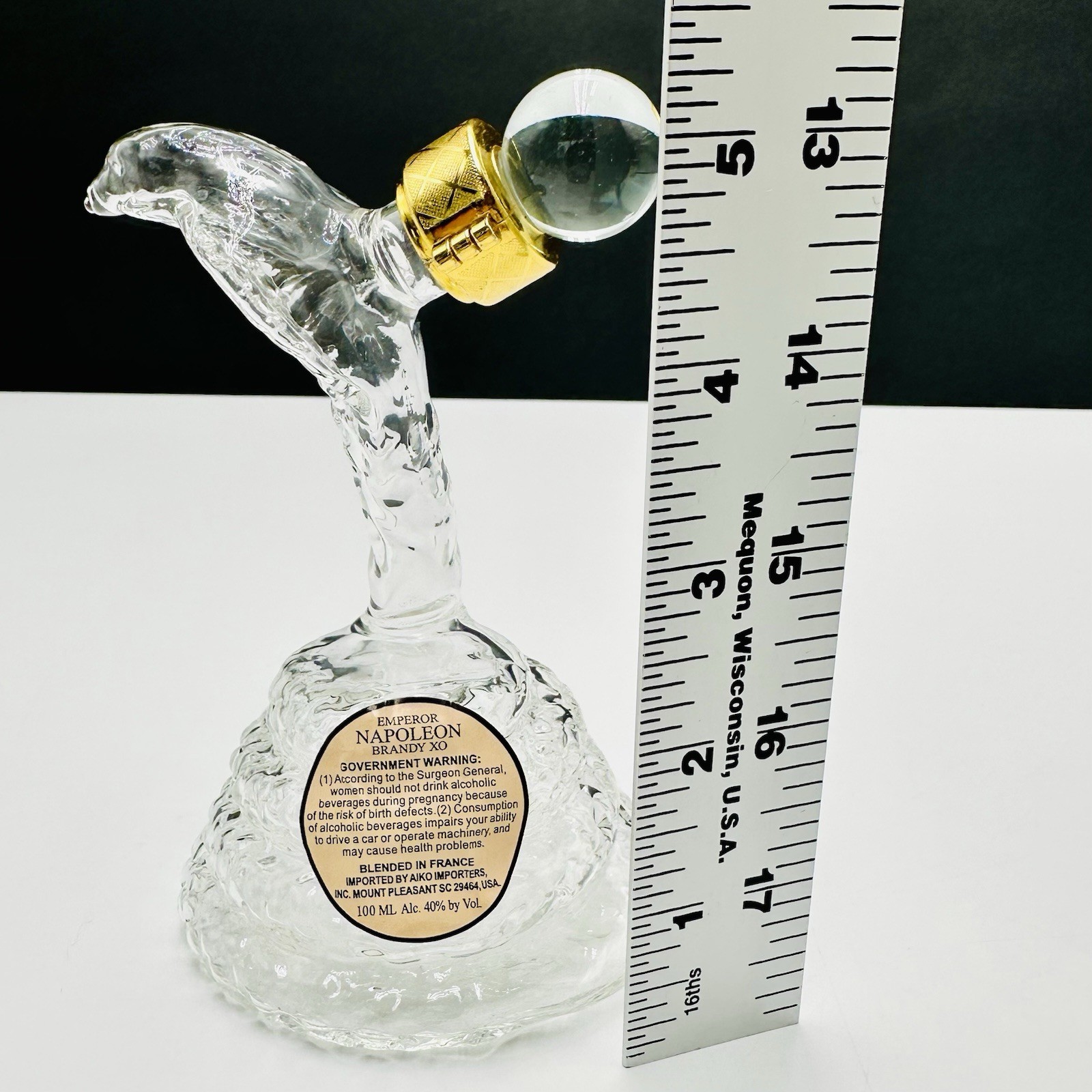 Emperor Napoleon Brandy XO Clear Glass Empty Snake/Cobra Shape Bottle