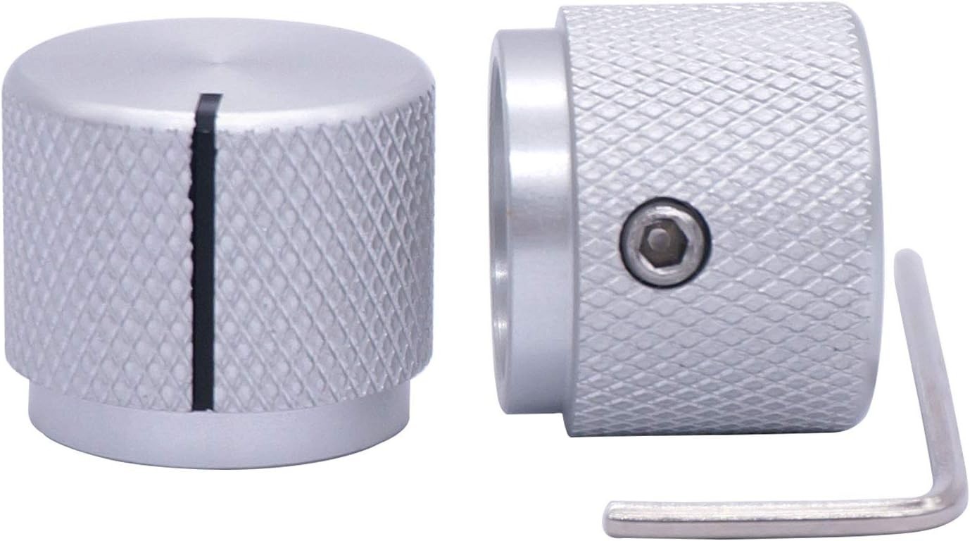 2pcs Silver Aluminum Rotary Control Knobs for 6mm Shafts - Durable & Precise