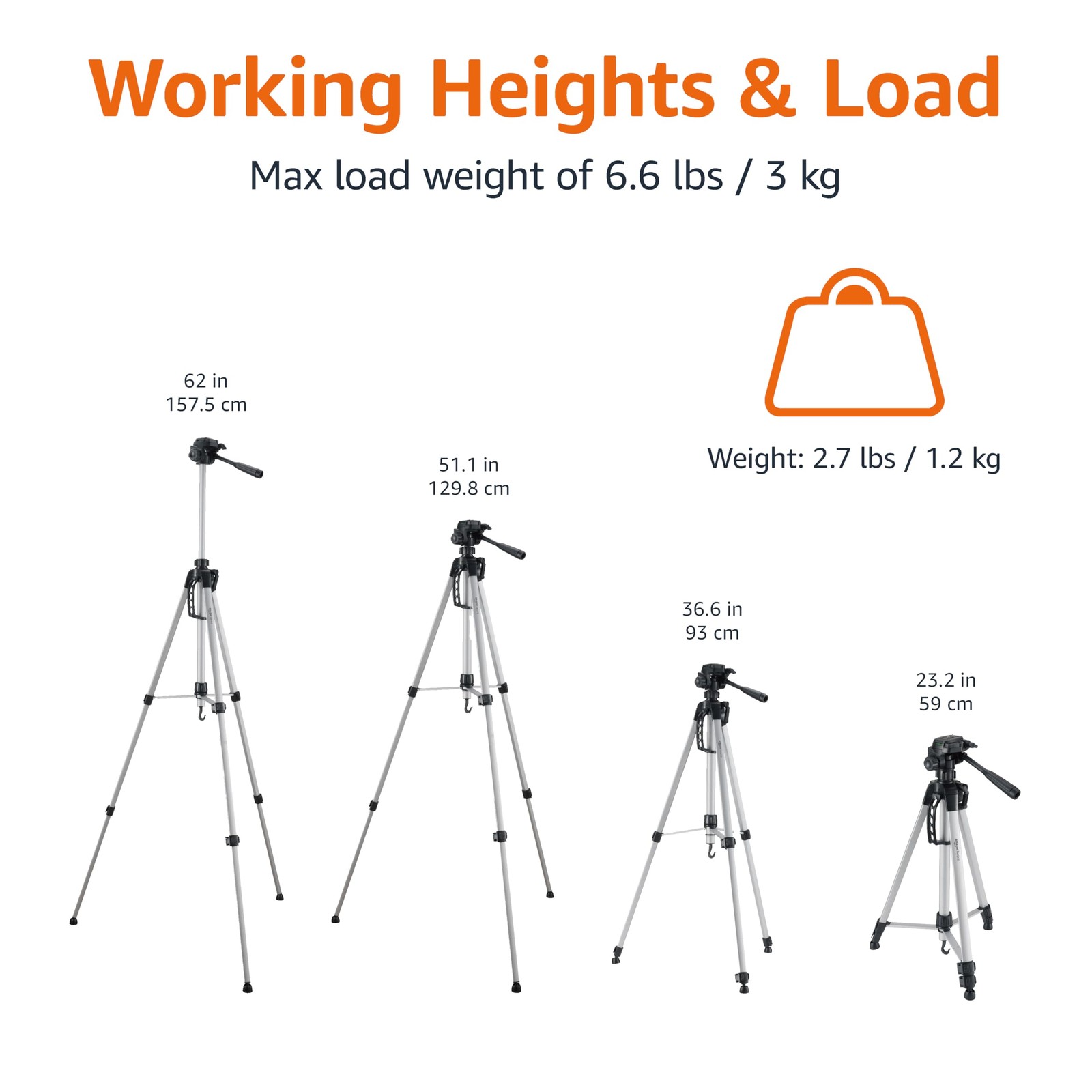 Retailer Basics 60 inch Lightweight Tripod with Bag, Black
