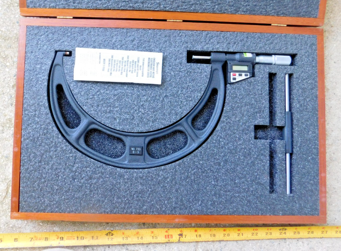 STARRETT DIGITAL 8-9" OUTSIDE MICROMETER MODEL 733 IN WOOD BOX PRECISION TOOL