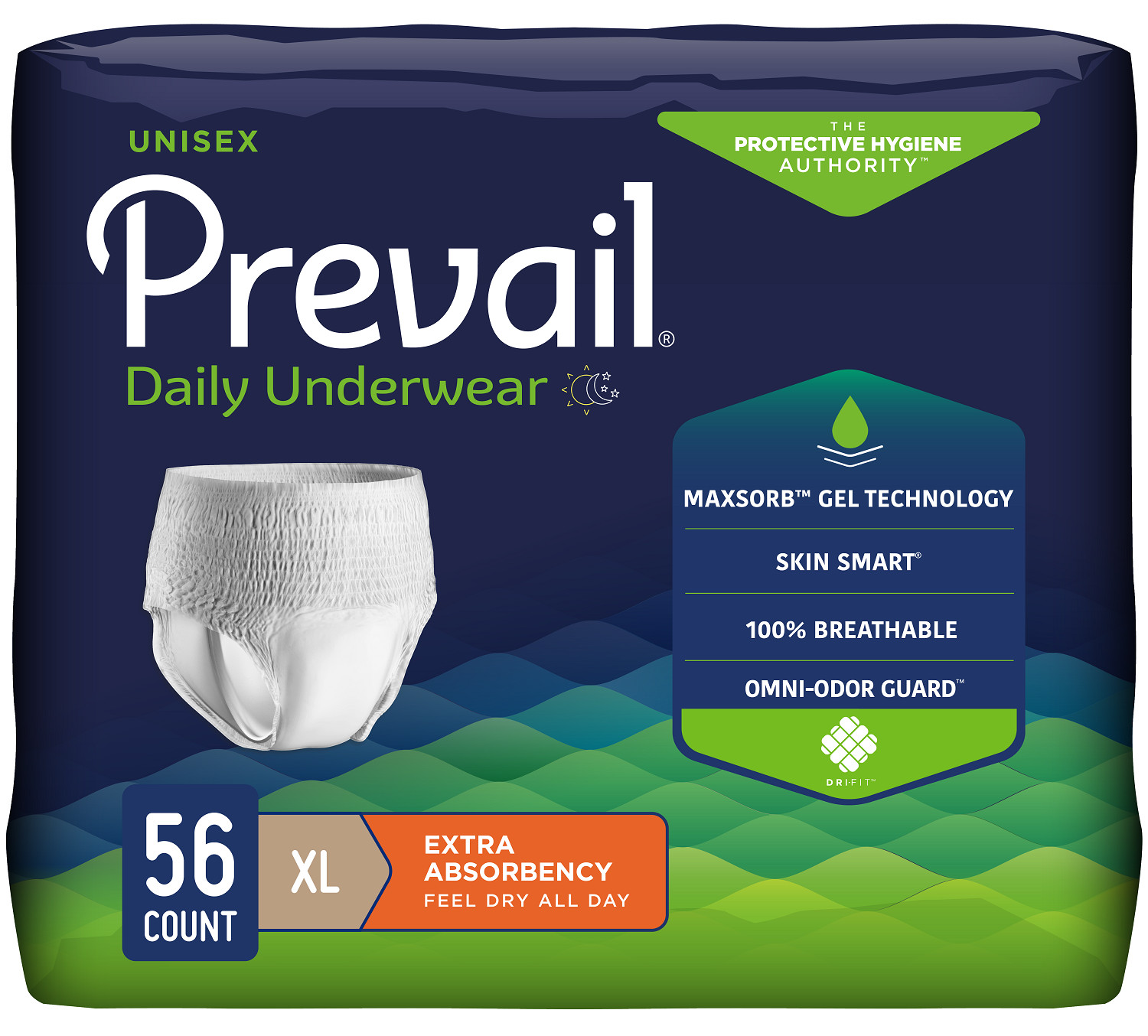 Prevail Extra Adult Absorbent Underwear X-Large 58-68 In Pull On - 56/Case