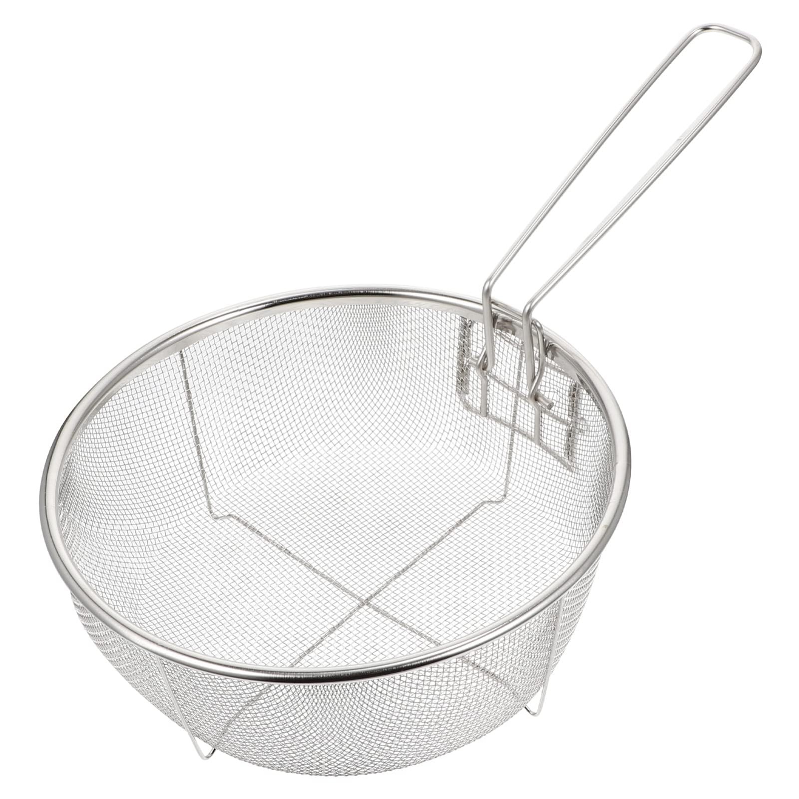 Riavzau Stainless Steel Deep Fry Basket, 9inch Round Wire 9inch, 9Inch/Round