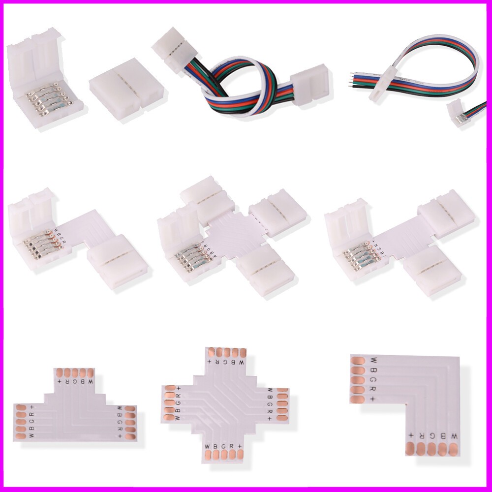 5pin RGBW RGBWW 5050 LED Strip Light Connector Adapter Cable PCB Clip Solderless