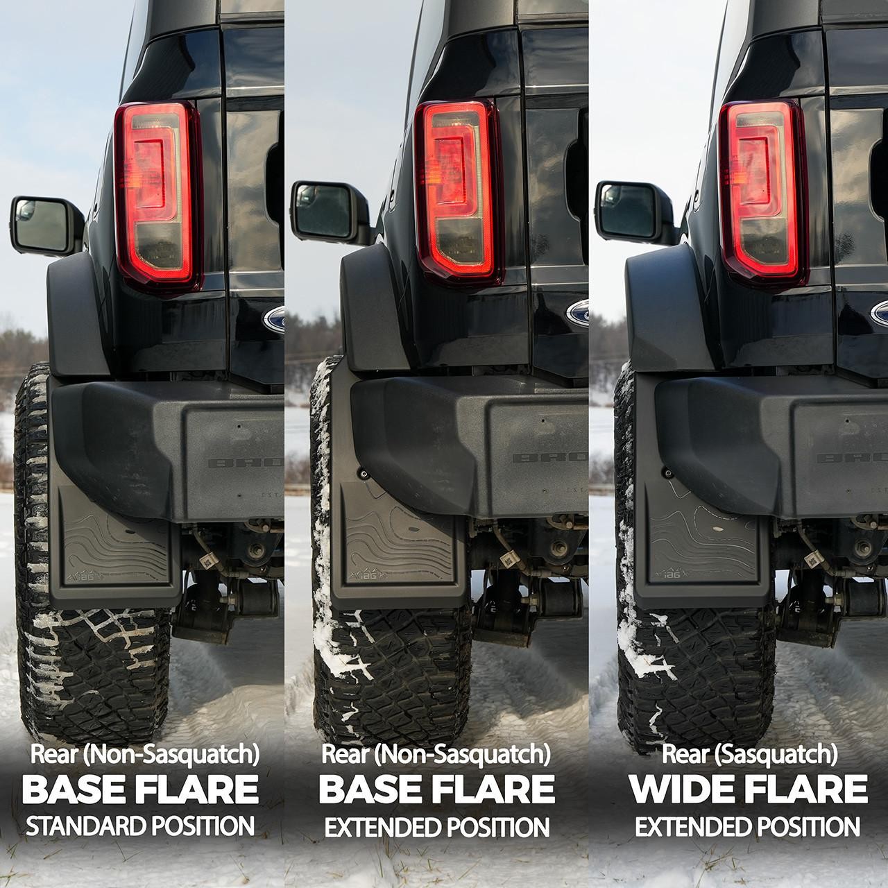 IAG Trail Shield Adjustable Mud Flaps for Ford Bronco 2021+ (Front & Rear Set)