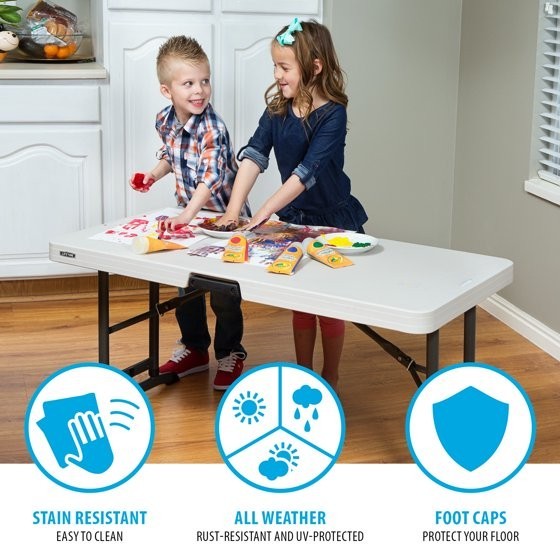 Lifetime 4 Foot Commercial Folding Table Almond