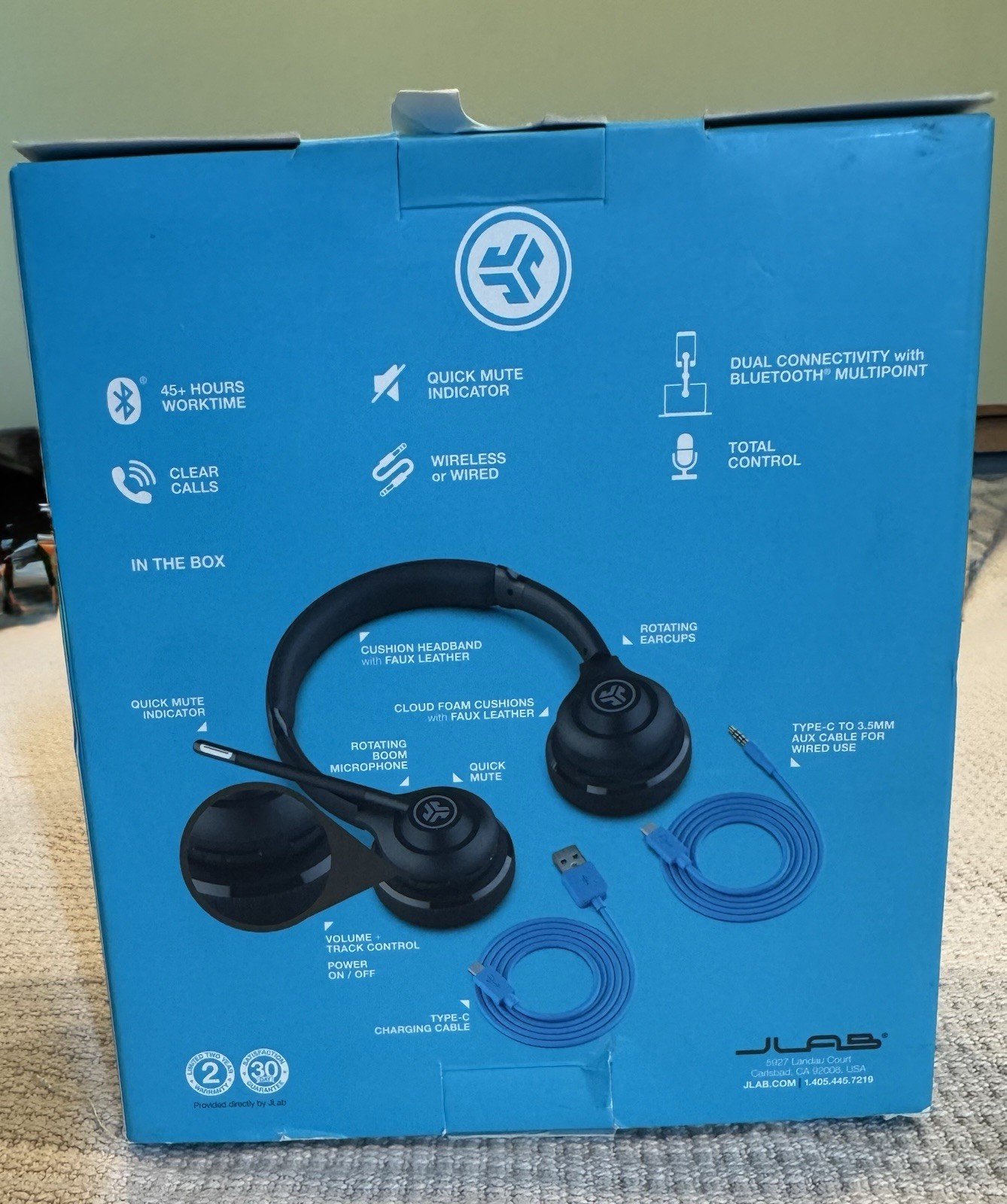 JLab Go Work Wireless On-Ear Headset Bluetooth Multipoint Office Mic New in Box