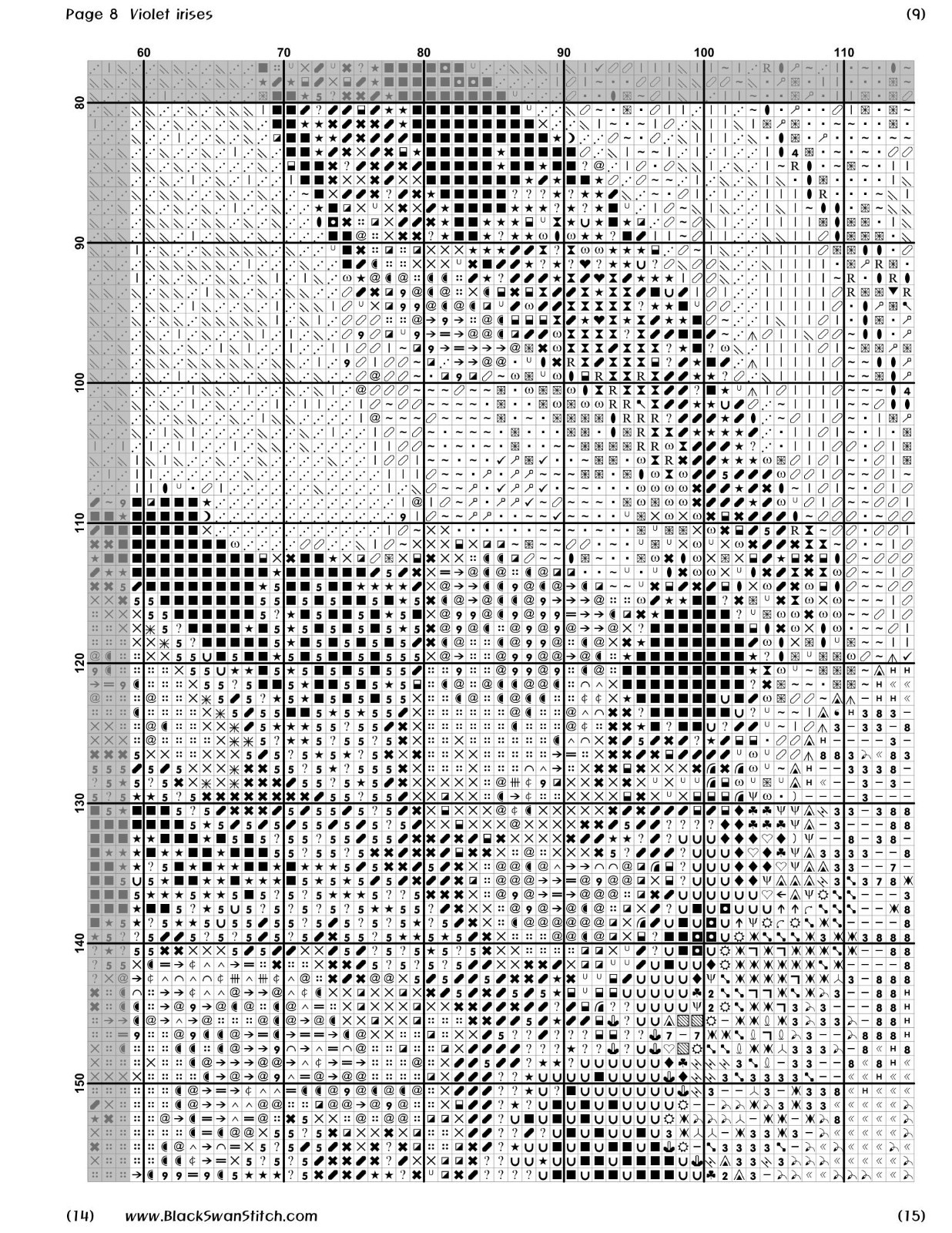 Violet irises Chart Counted Cross Stitch Pattern Needlework 651