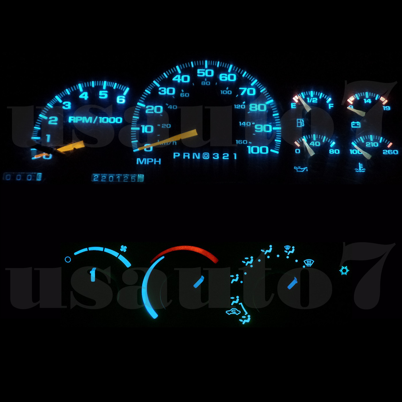 Cluster AC Climate Control AQUA LED LIGHTS Fits 95-99 Silverado Suburban C1500