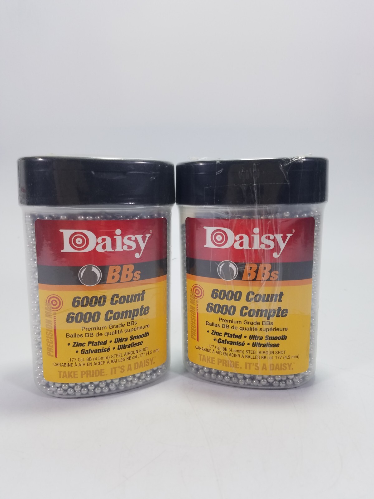 (2) 6000ct Daisy .177 Cal Zinc Plated Steel BBs Premium Grade Ultra Smooth
