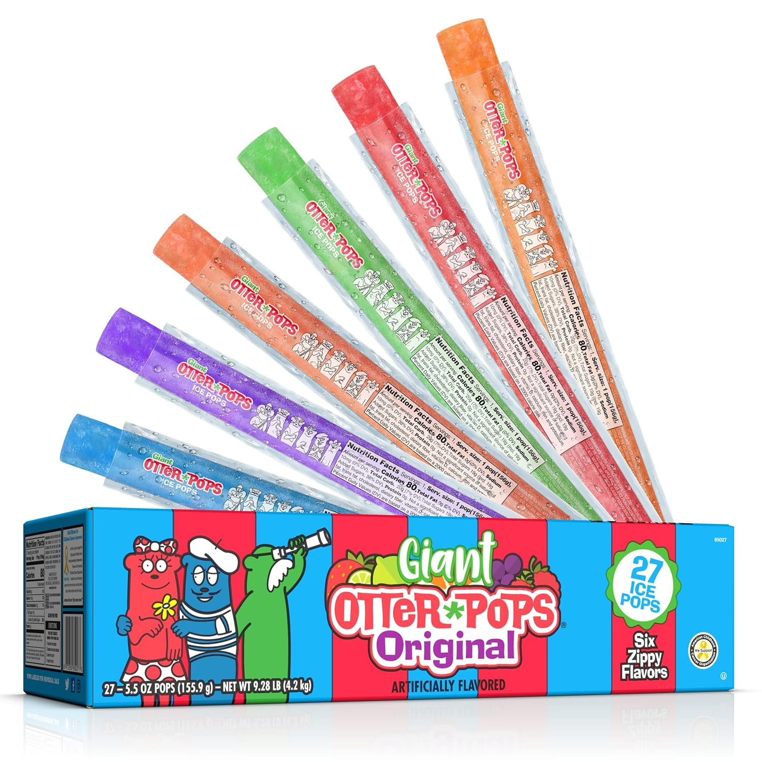 , Giant Original 5.5Oz, 27 Ice Pops, Six Zippy Flavors,Gluten Free