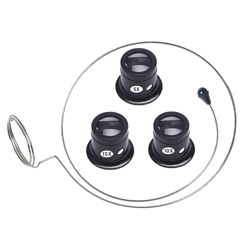 4 Pcs Watch Magnifier Loop Tools 5x 10 X 15x Glass Magnifier For Jewelry Use New