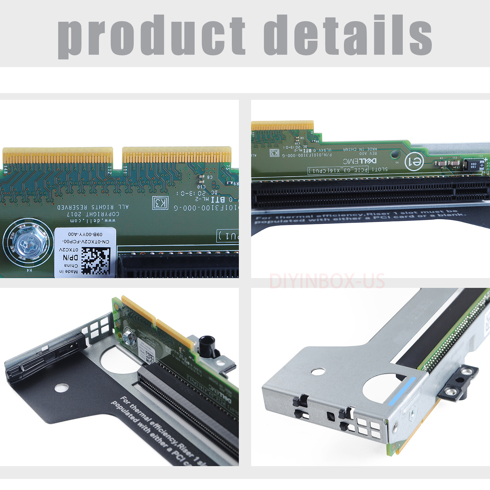 Dell Poweredge Server R440 Chassis Riser1 Card PCI-E TXC2V 0TXC2V RHWXM 0RHWXM