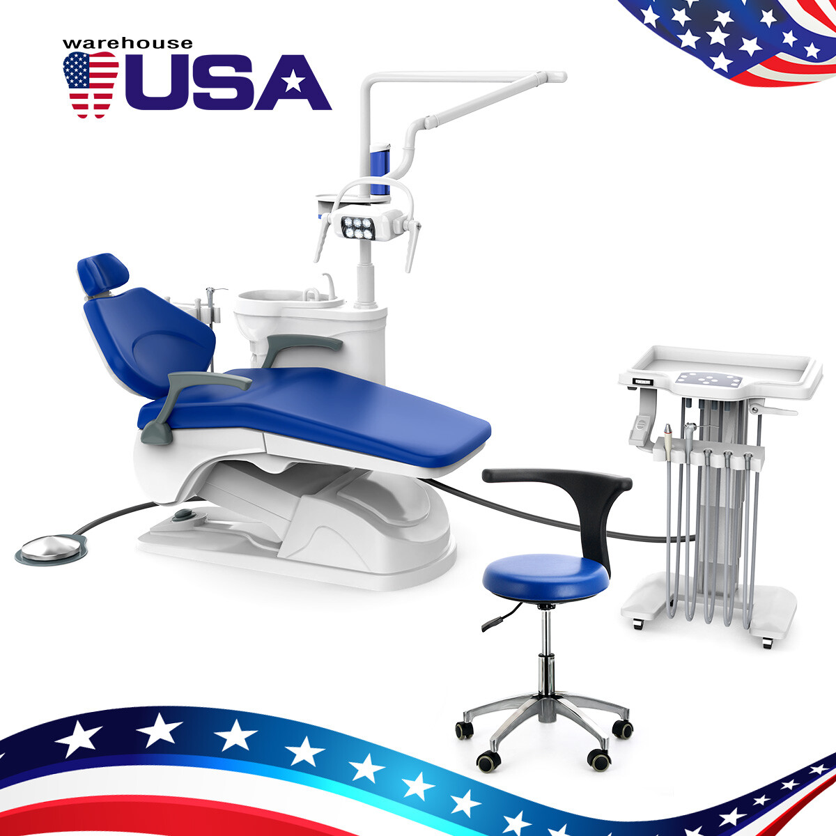 Dental Unit Chair PU Leather Computer Controlled/Delivery Unit &4H Compressor