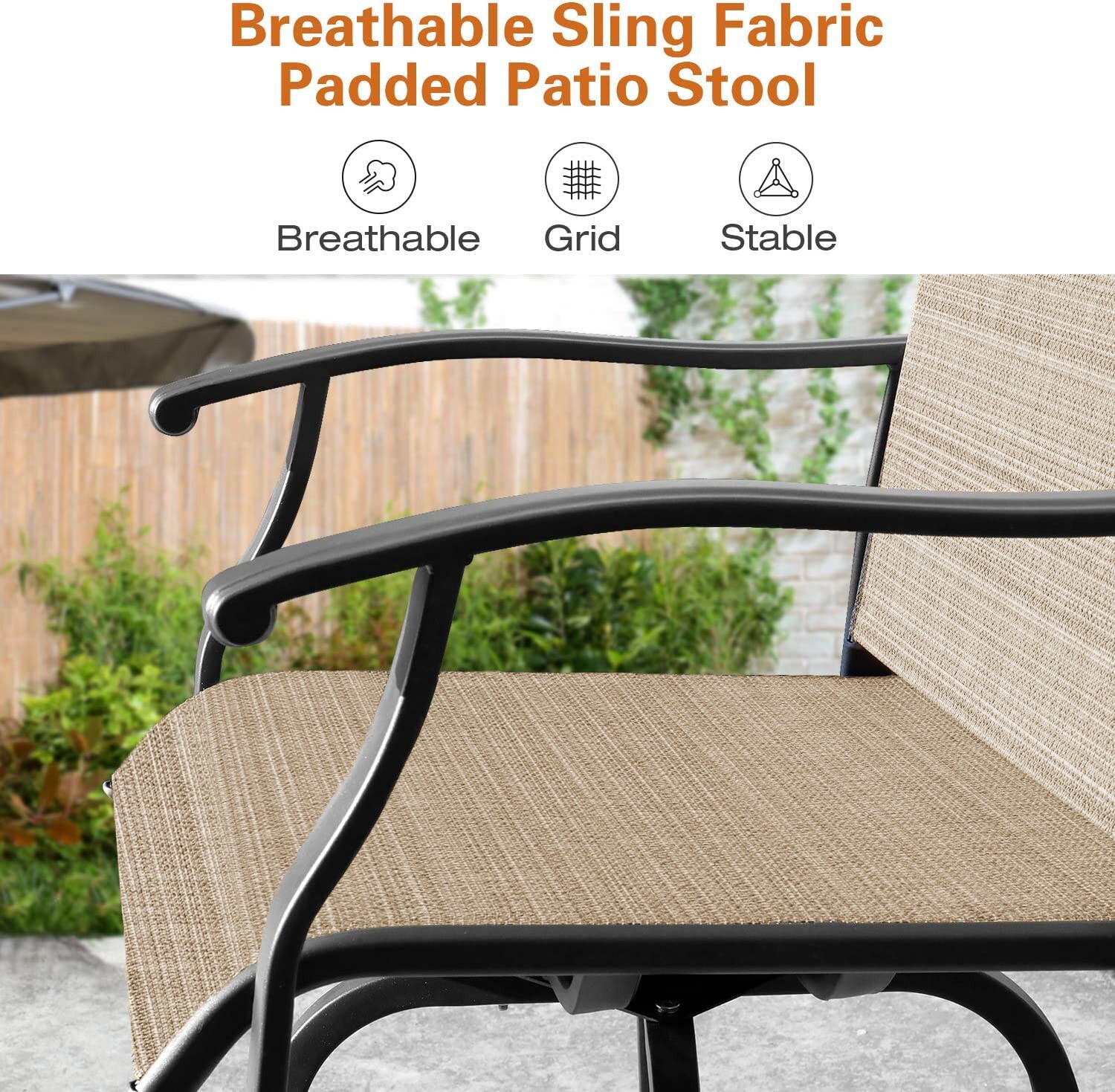 Set of 3 Bistro Bar Stools Set Swivel Bar Height Chair Table Patio Furniture Set