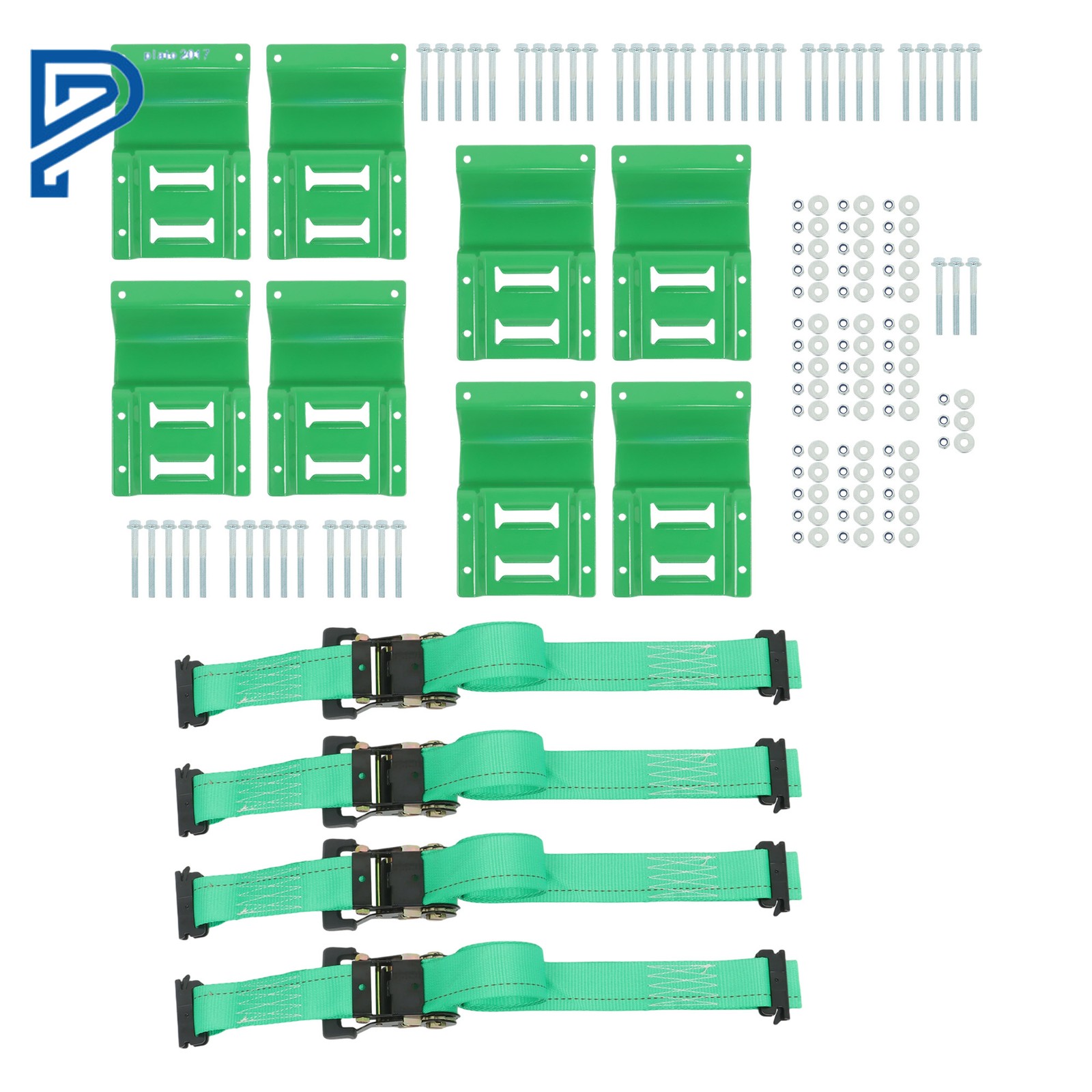 4 Pack 8' Ratchet Straps 8 Pack Wheel Chock Tie Down Trailer Trap System